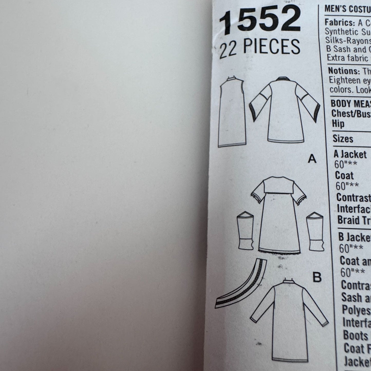 Simplicity Sewing Pattern 1552 Mens Costume Viking Medieval Warrior Coat Cosplay Fantasy Uncut XS-XL