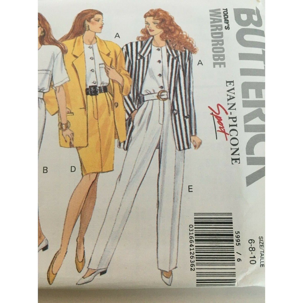 Butterick Sewing Pattern 5995 Career Suit Jacket Dress Skirt Pants 6 8 10 Uncut
