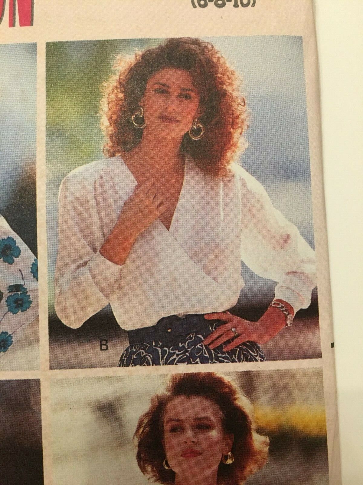 Butterick Vintage 80s Blouse Sewing Pattern 6-8-10 Fast & Easy Misses Tops V Neck Button Back UNCUT