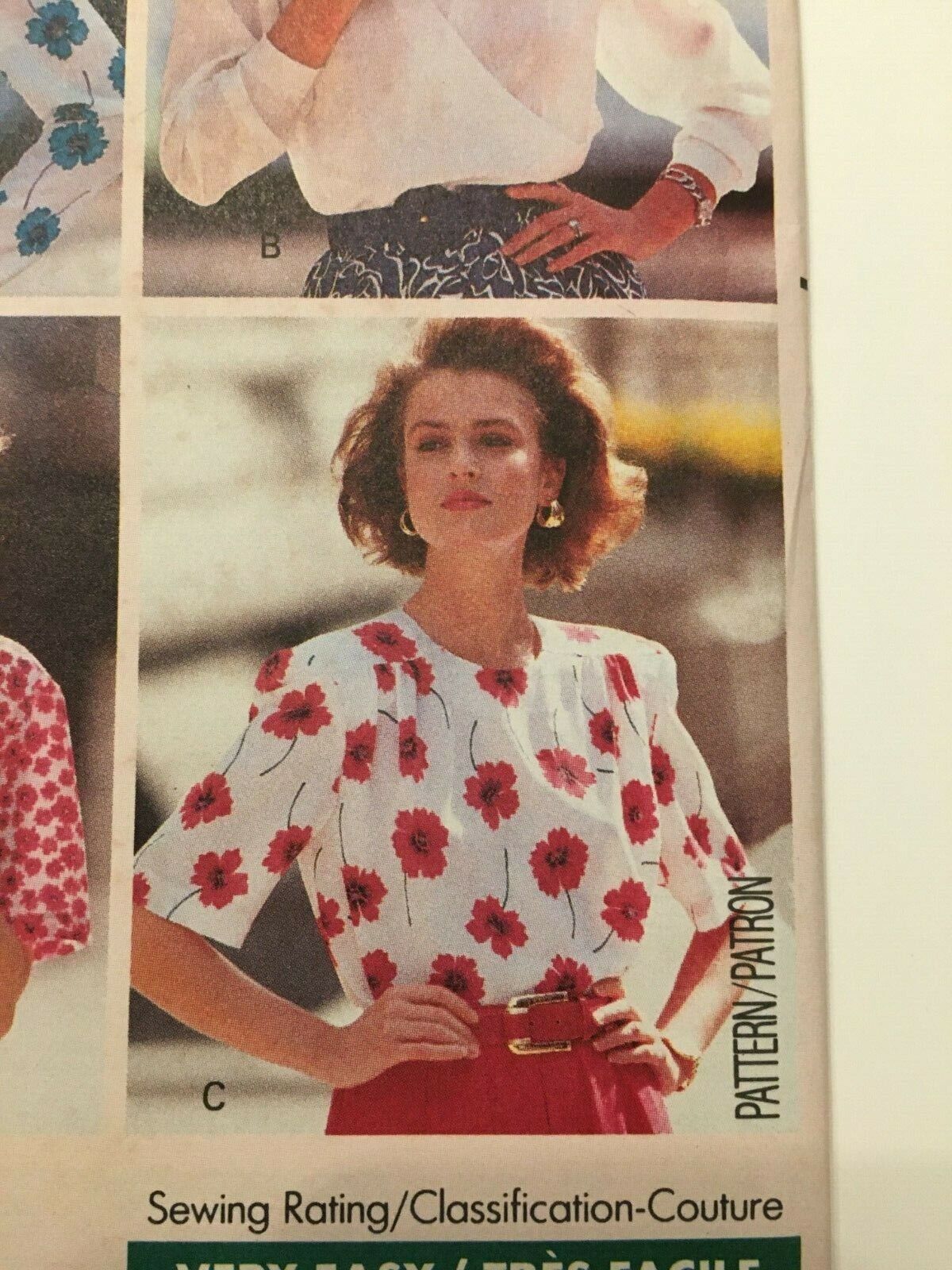 Butterick Vintage 80s Blouse Sewing Pattern 6-8-10 Fast & Easy Misses Tops V Neck Button Back UNCUT