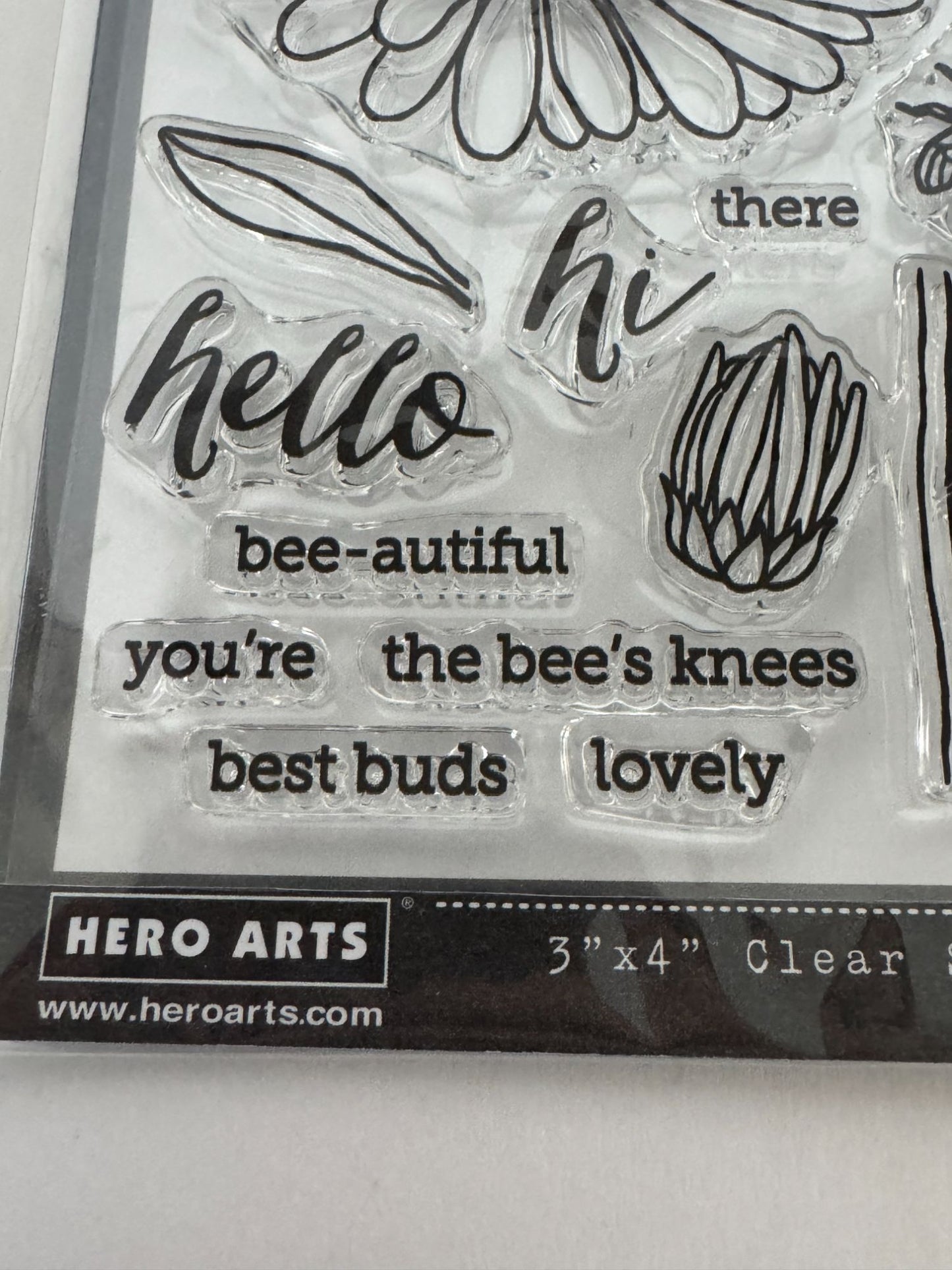 Hero Arts Clear Stamp Set Florals Daisy and Bugs Beautiful Bee Pun Best Buds 3x4
