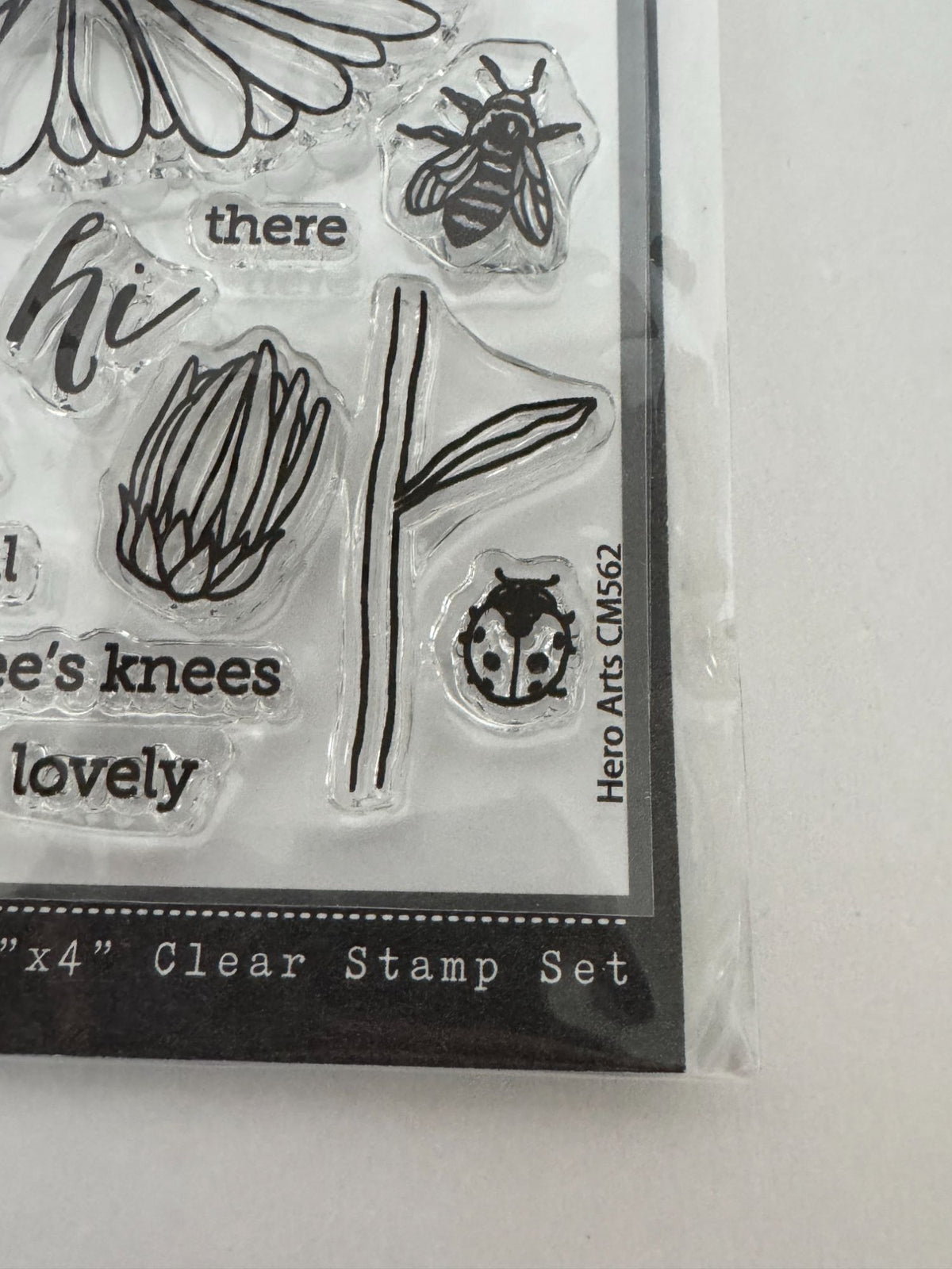 Hero Arts Clear Stamp Set Florals Daisy and Bugs Beautiful Bee Pun Best Buds 3x4
