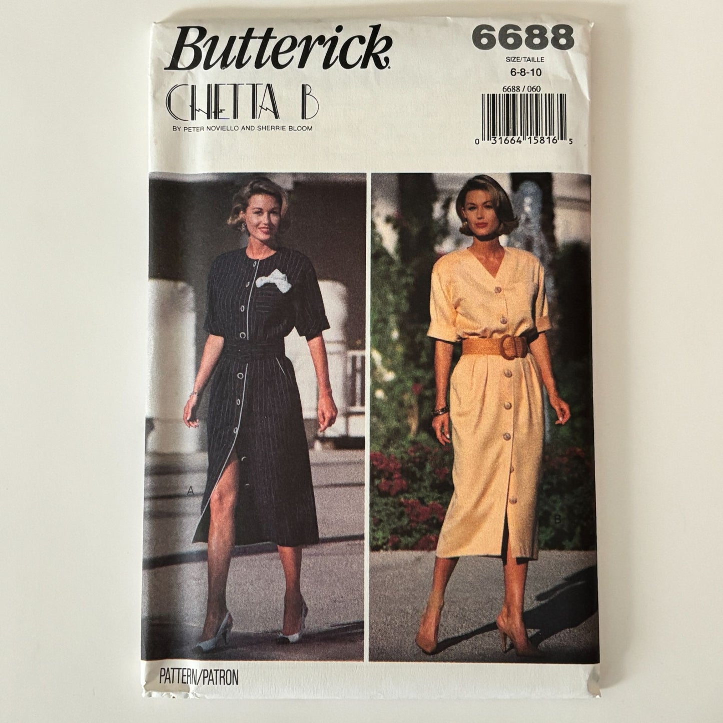 Butterick Sewing Pattern 6688 90s Minimalist Dress Blouson Bodice 1990s Uncut 6-10