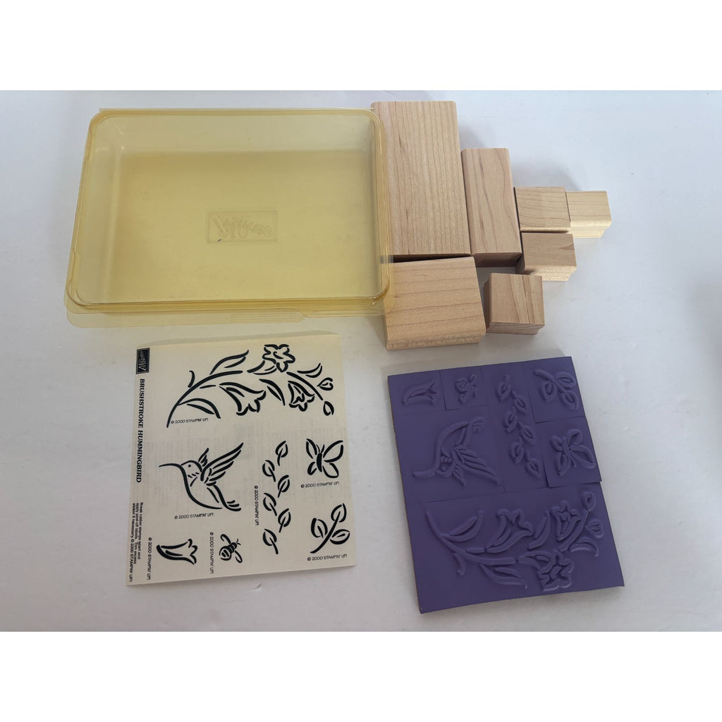 Stampin Up Rubber Stamp Set Brushstroke Hummingbird Bee Flowers Butterfly Nature