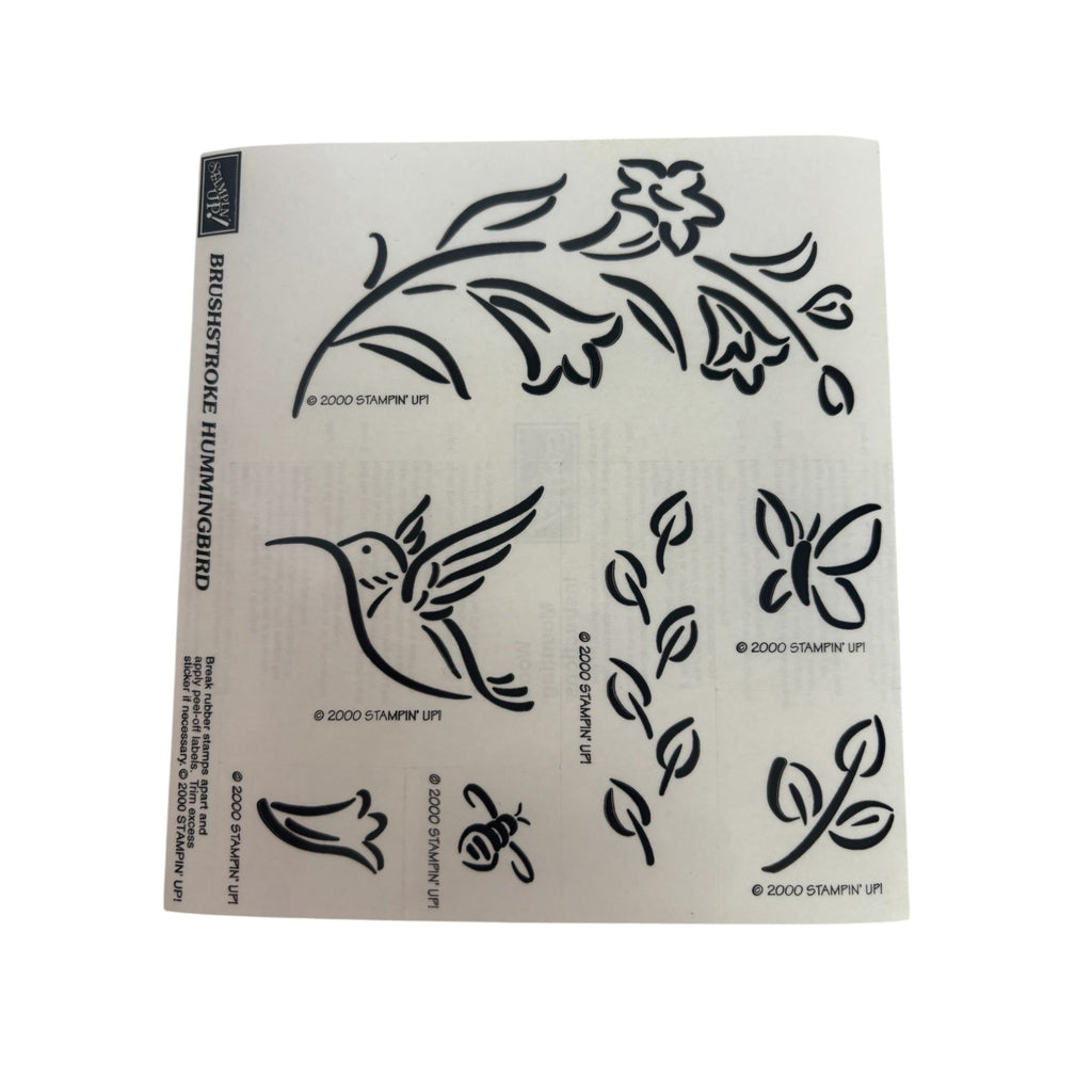 Stampin Up Rubber Stamp Set Brushstroke Hummingbird Bee Flowers Butterfly Nature