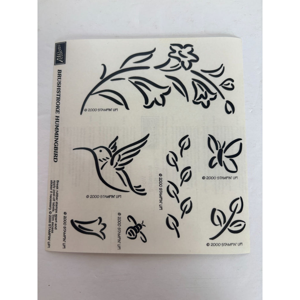 Stampin Up Rubber Stamp Set Brushstroke Hummingbird Bee Flowers Butterfly Nature