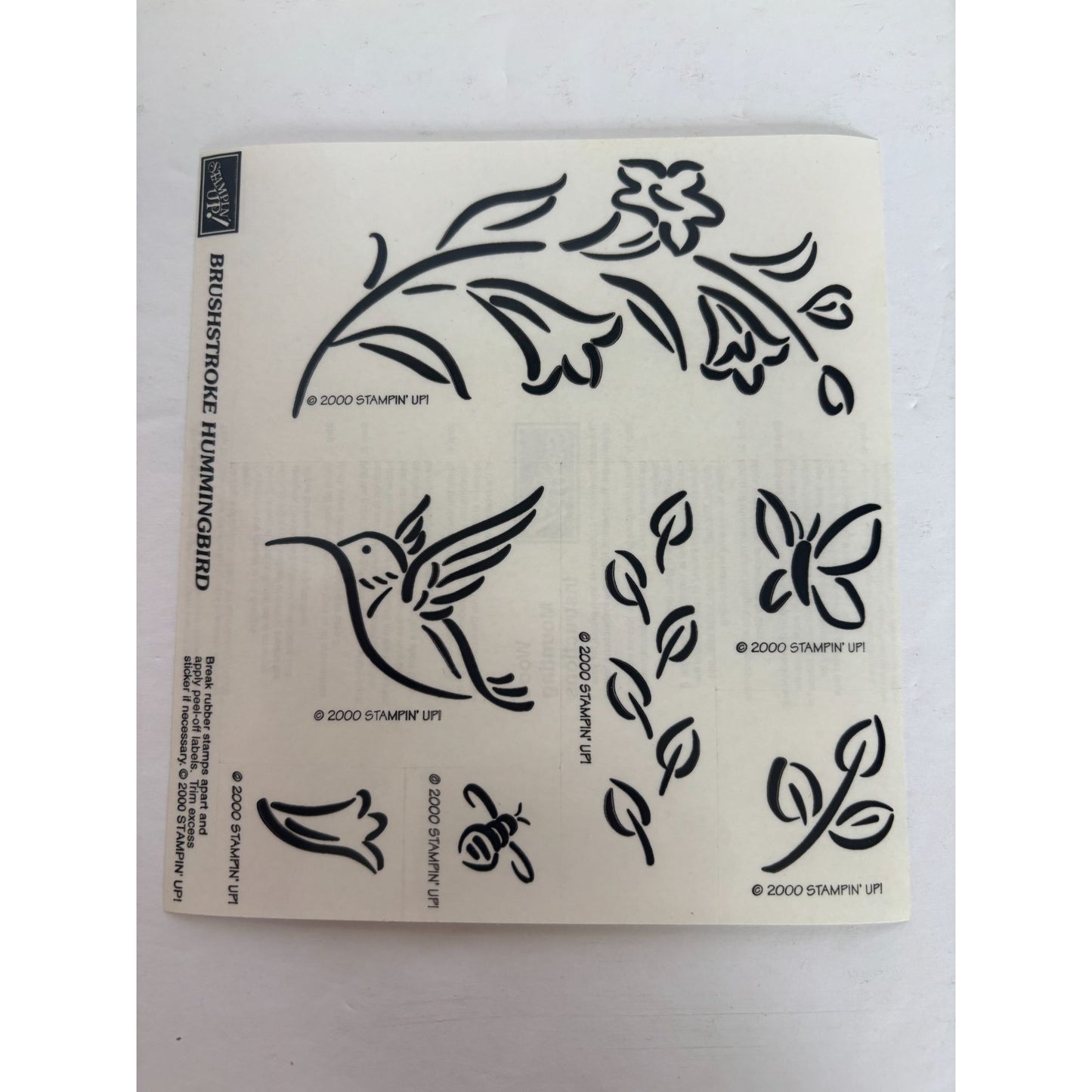 Stampin Up Rubber Stamp Set Brushstroke Hummingbird Bee Flowers Butterfly Nature