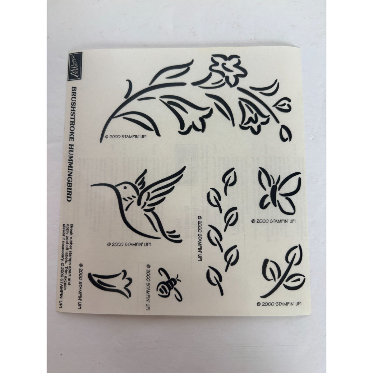 Stampin Up Rubber Stamp Set Brushstroke Hummingbird Bee Flowers Butterfly Nature