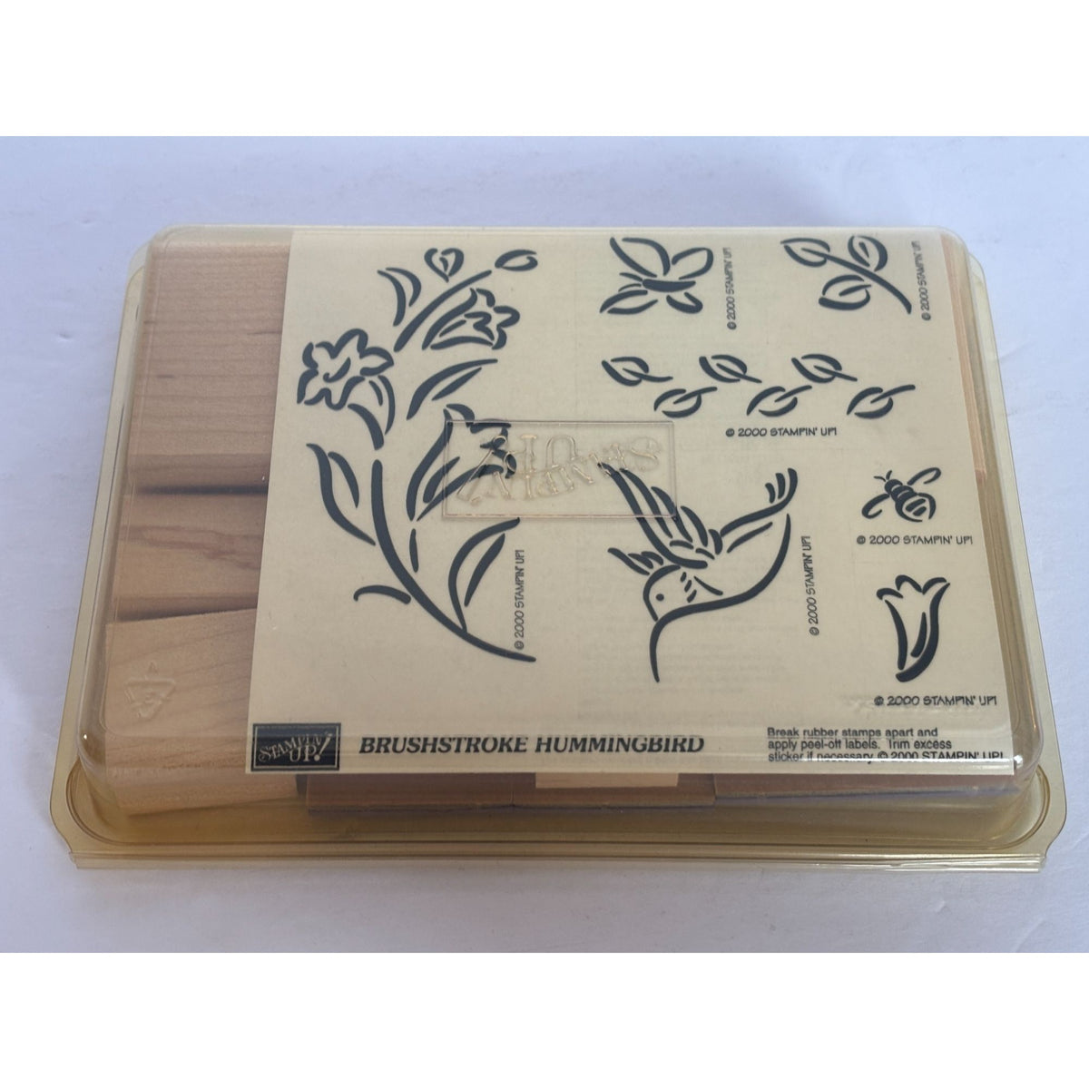 Stampin Up Rubber Stamp Set Brushstroke Hummingbird Bee Flowers Butterfly Nature