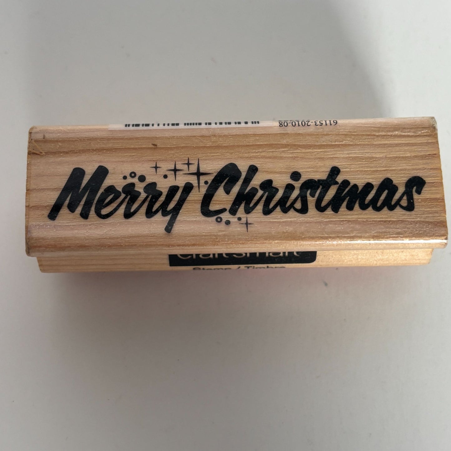 CraftSmart Rubber Stamp Merry Christmas Card Making Atomic MCM Font Starburst