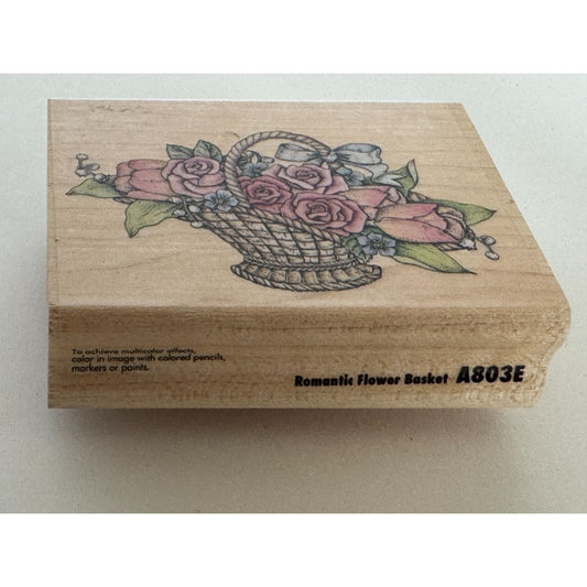 Rubber Stampede Stamp Romantic Flower Basket Floral Arrangement Rose Card Making