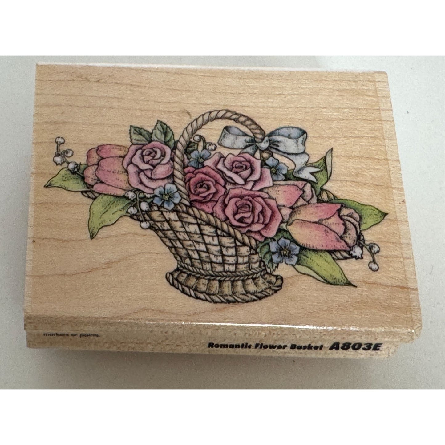 Rubber Stampede Stamp Romantic Flower Basket Floral Arrangement Rose Card Making