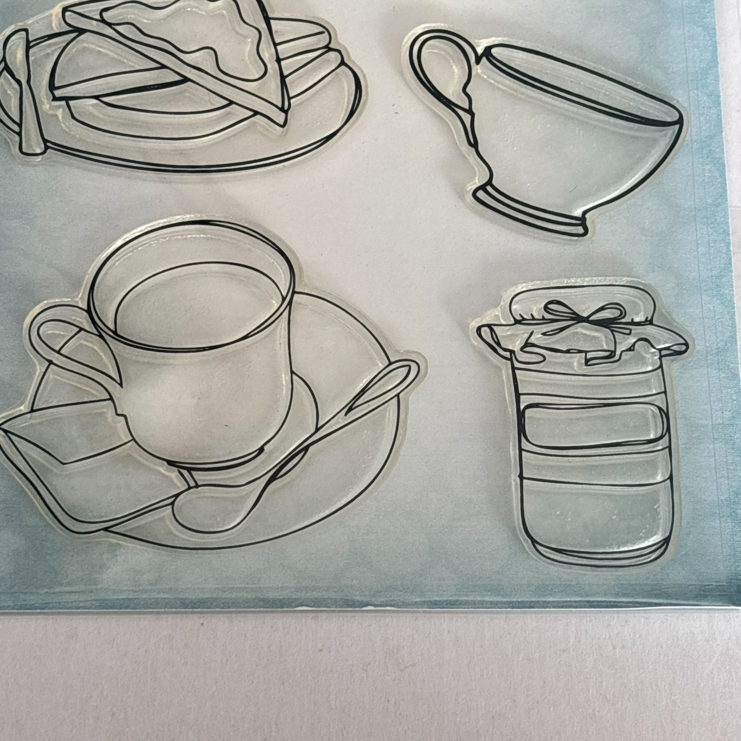 Stampers Anonymous Clear Stamp Set Tea Time Invitation Cardmaking Breakfast Toast Toaster Food Teapot