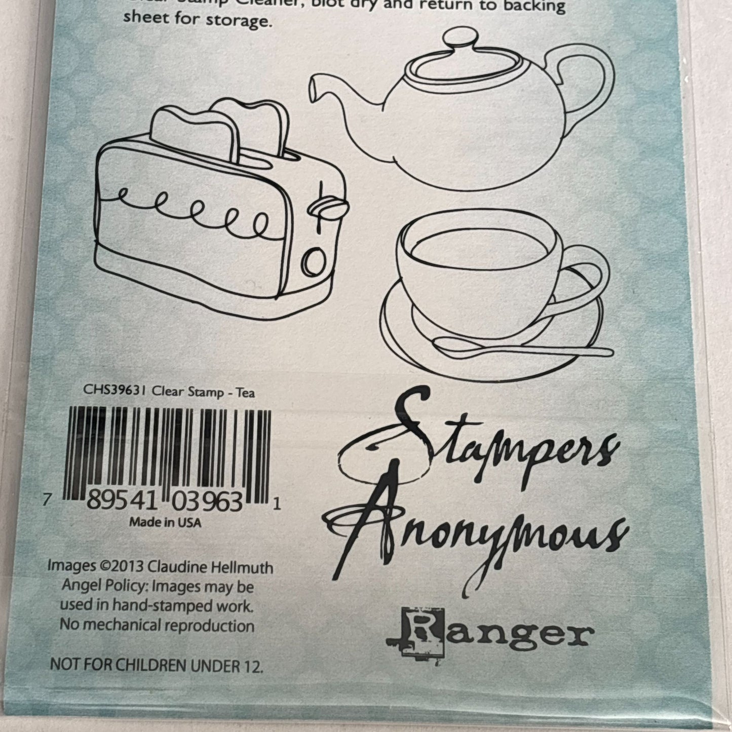 Stampers Anonymous Clear Stamp Set Tea Time Invitation Cardmaking Breakfast Toast Toaster Food Teapot