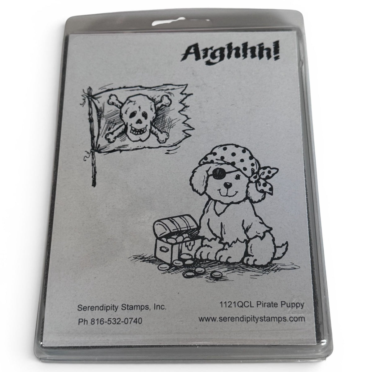 Serendipity Stamps Rubber Stamp Set Pirate Puppy Halloween Dog Skull and Bones Treasure Chest