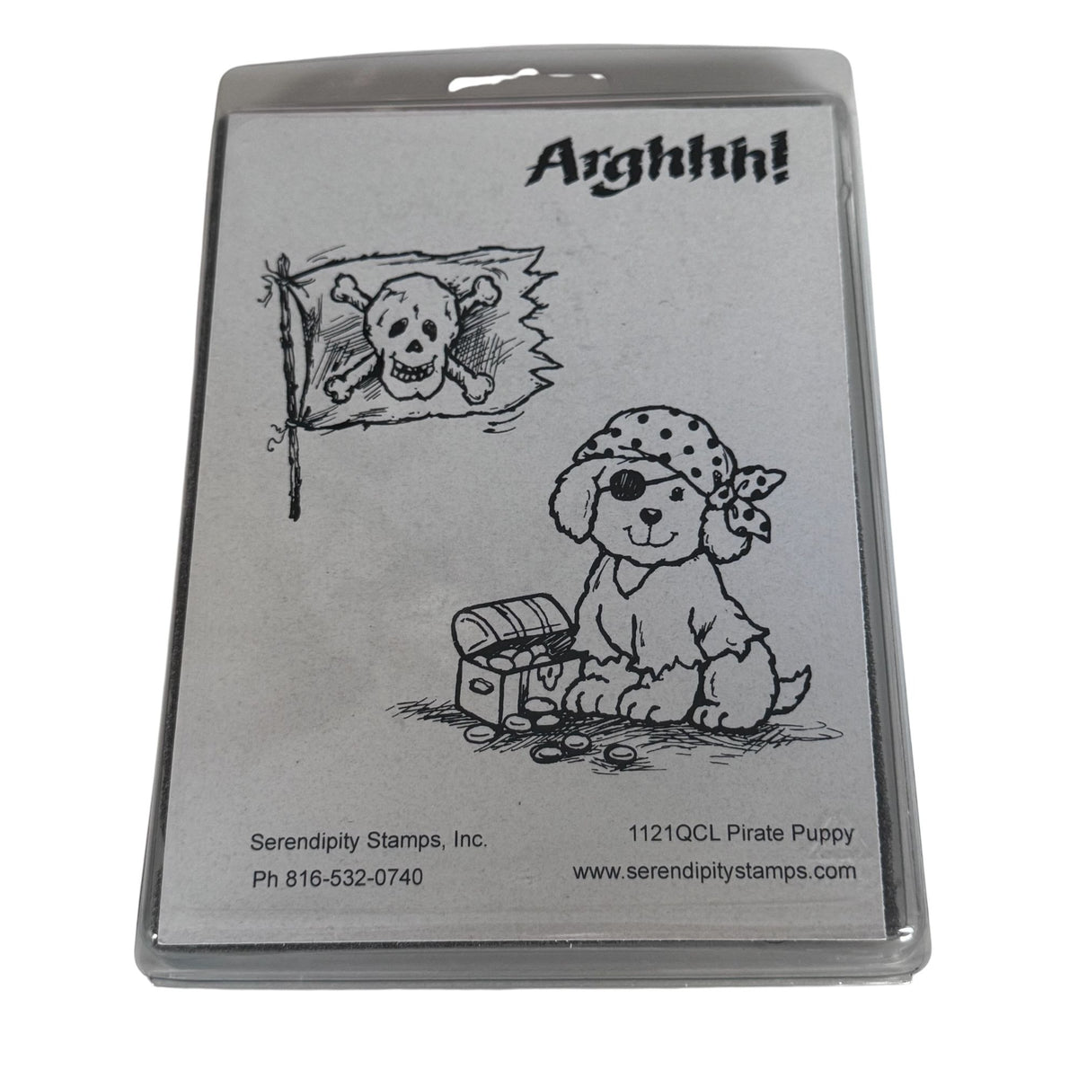Serendipity Stamps Rubber Stamp Set Pirate Puppy Halloween Dog Skull and Bones Treasure Chest