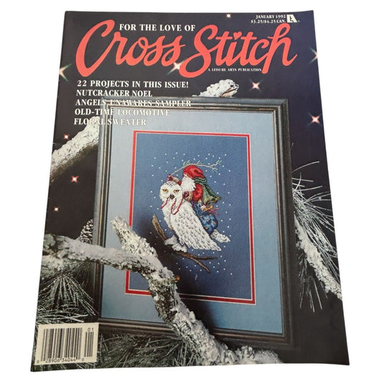 For The Love of Cross Stitch Magazine January 1992 Cat Mother Christmas Santa