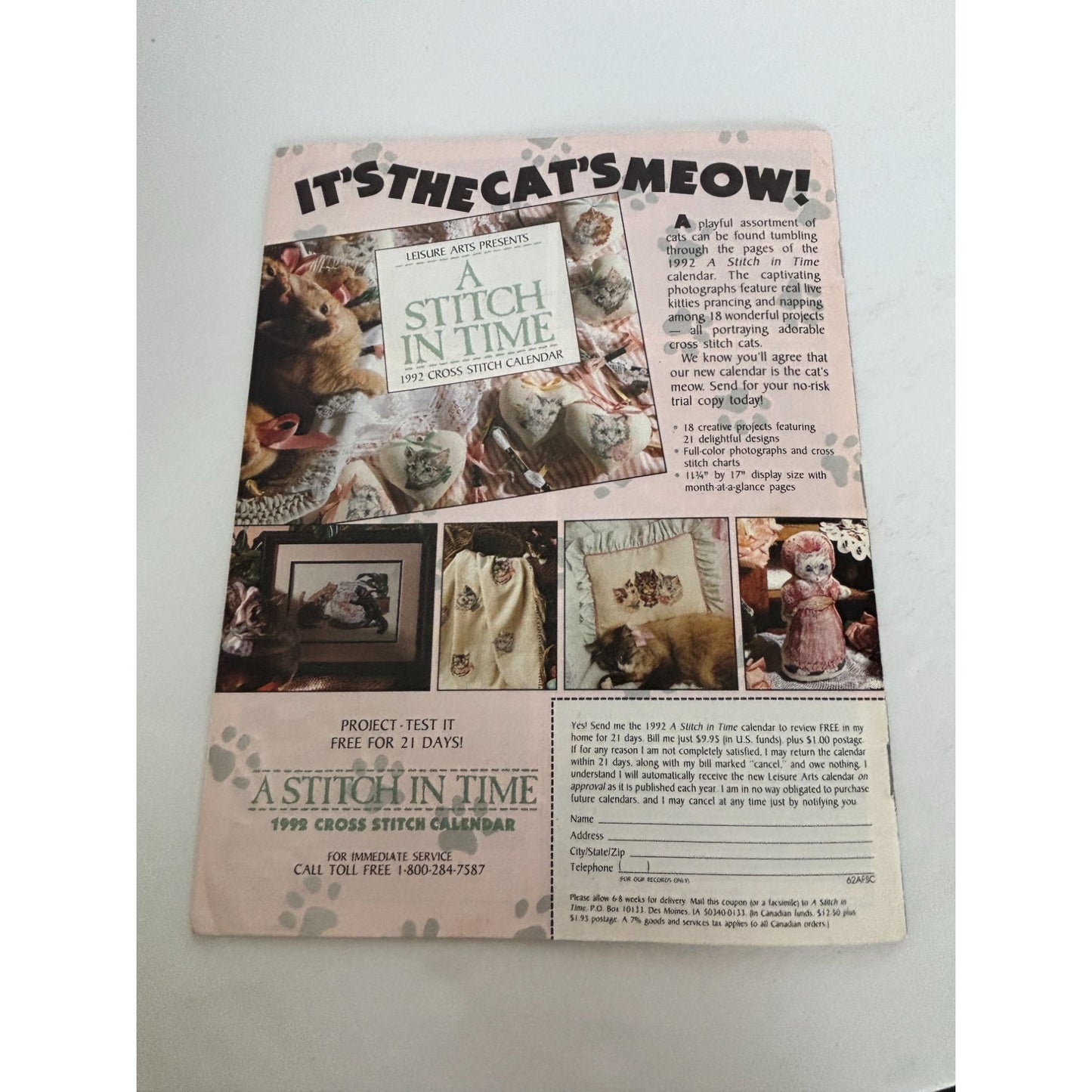 For The Love of Cross Stitch Magazine January 1992 Cat Mother Christmas Santa
