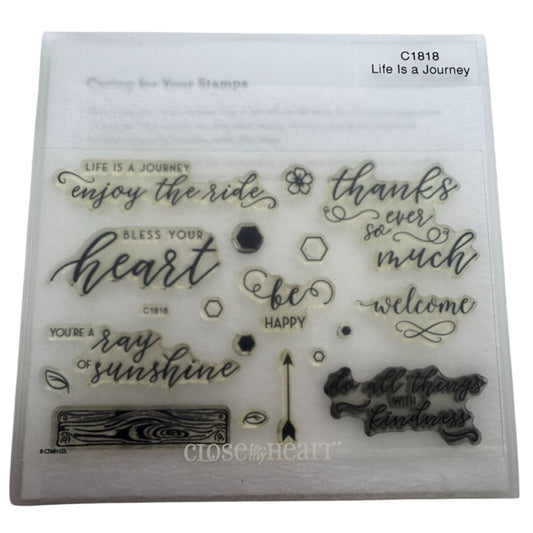 CTMH My Acrylix Acrylic Stamp Set Life is a Journey Enjoy the Ride Thanks C1818