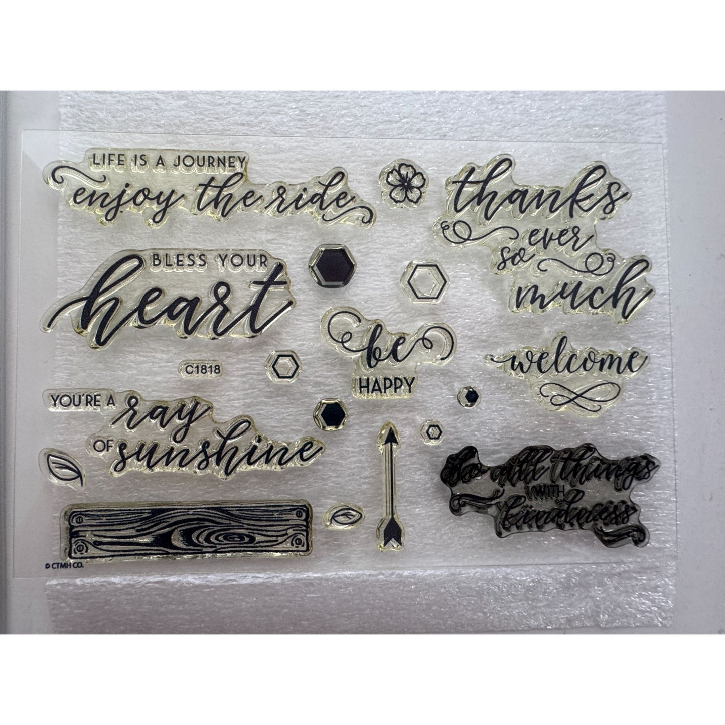 CTMH My Acrylix Acrylic Stamp Set Life is a Journey Enjoy the Ride Thanks C1818