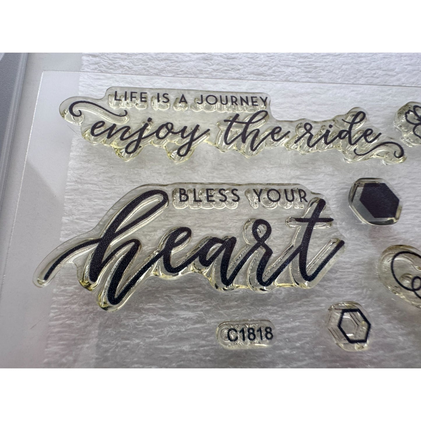 CTMH My Acrylix Acrylic Stamp Set Life is a Journey Enjoy the Ride Thanks C1818