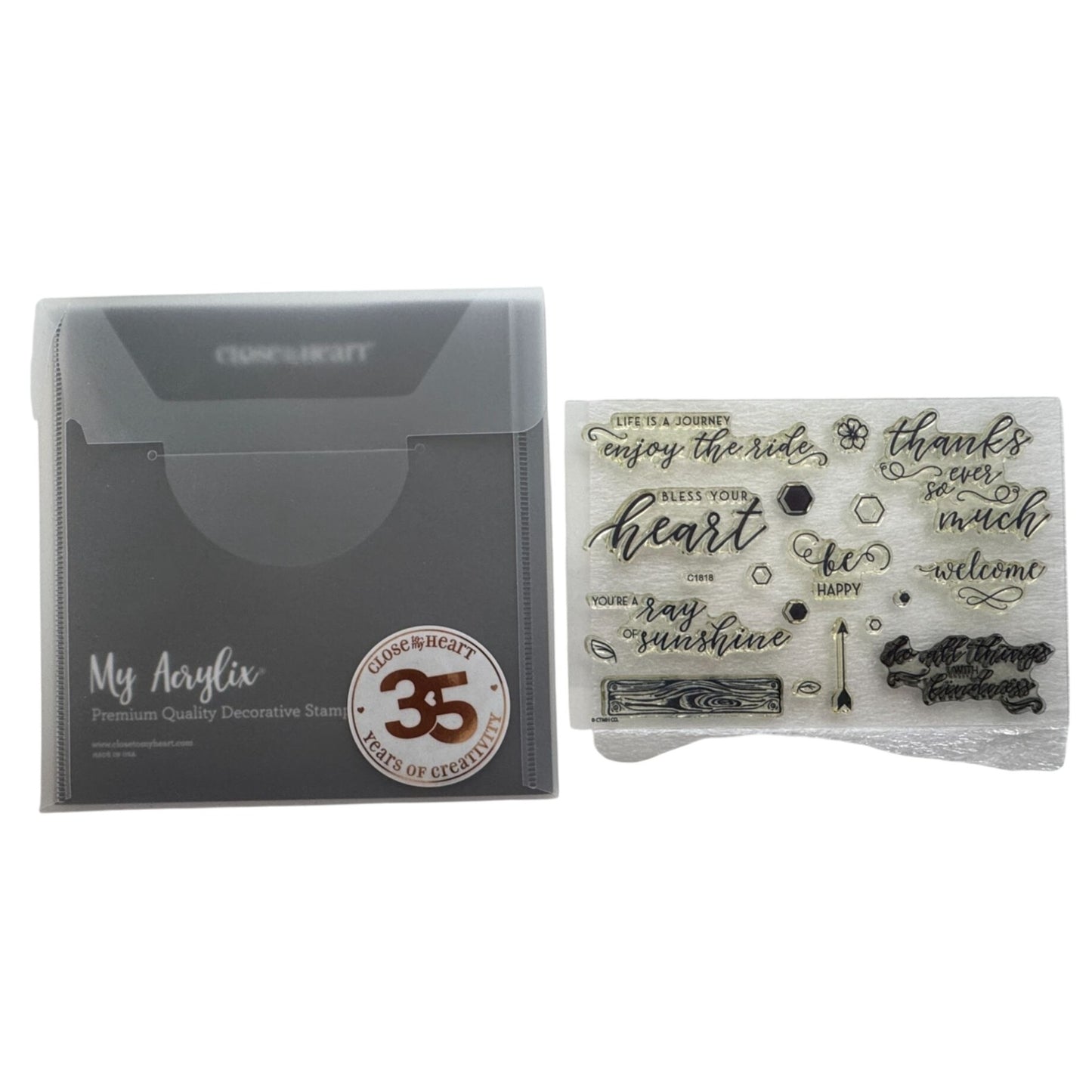 CTMH My Acrylix Acrylic Stamp Set Life is a Journey Enjoy the Ride Thanks C1818