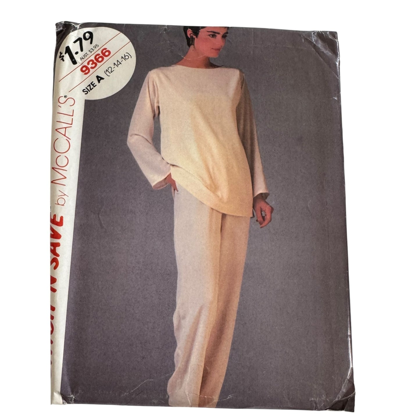 McCalls Stitch N Save Pattern 9366 Size A (12-14-16) Misses Tunic & Pants