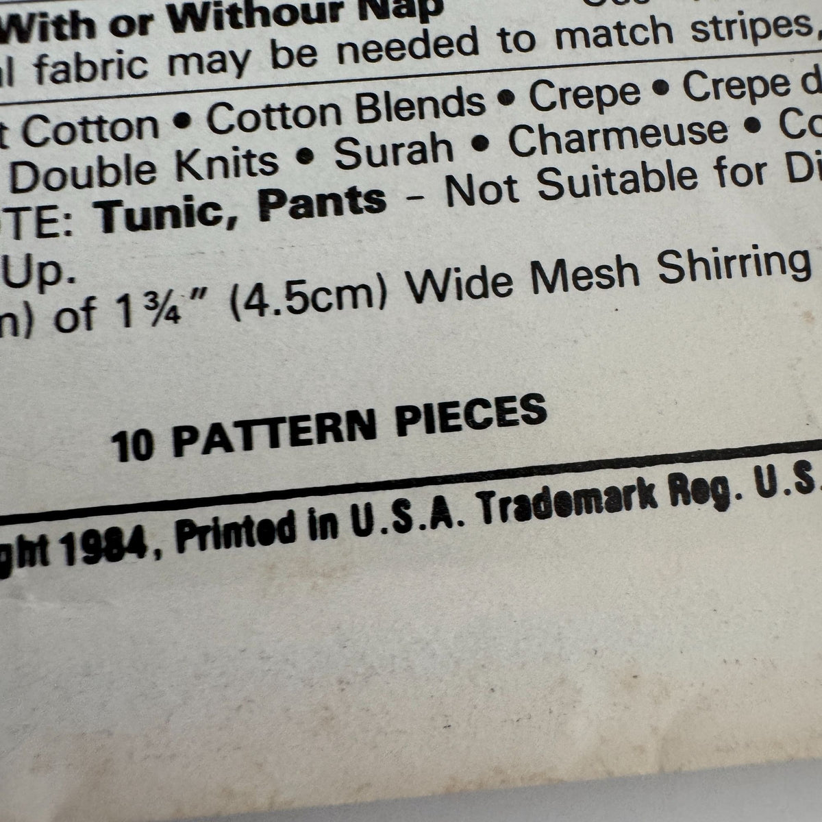 McCalls Stitch N Save Pattern 9366 Size A (12-14-16) Misses Tunic & Pants