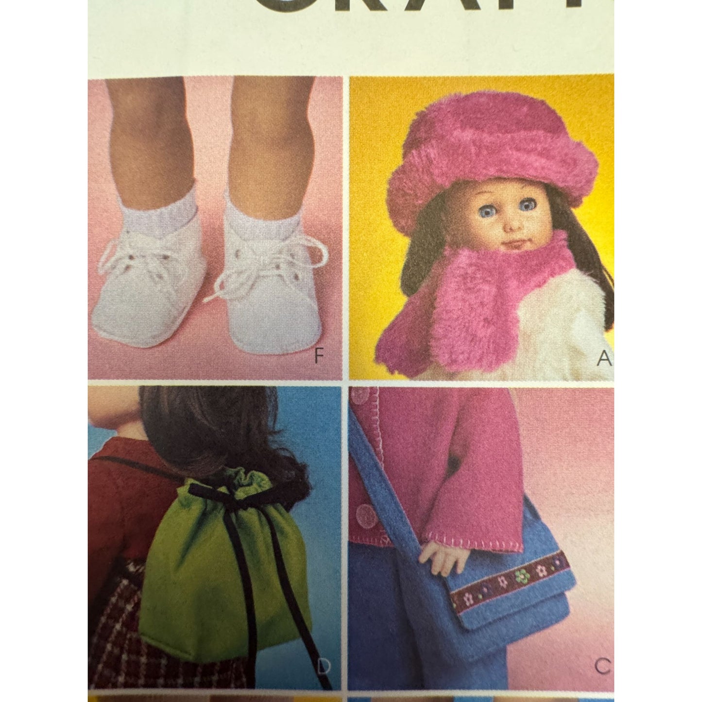 McCalls 3469 Sewing Pattern 18 Inch Doll Accessories Clothes Shoes Bag Hat DIY Uncut