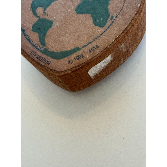 Co-Motion Wood Rubber Stamp Heart Shape World Map Globe Planet Earth Card Making