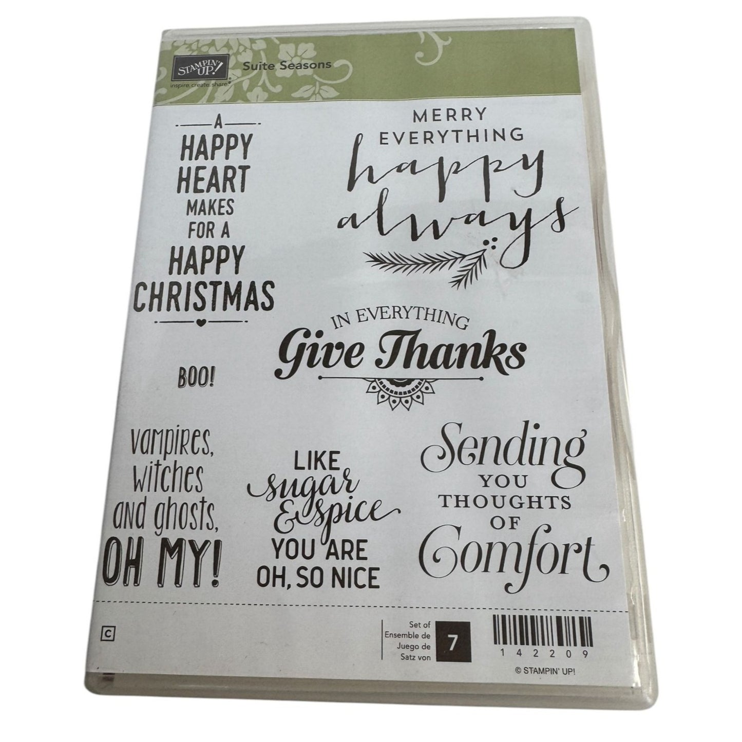 Stampin Up Rubber Stamps Set Suite Seasons Christmas Halloween Comforting Words