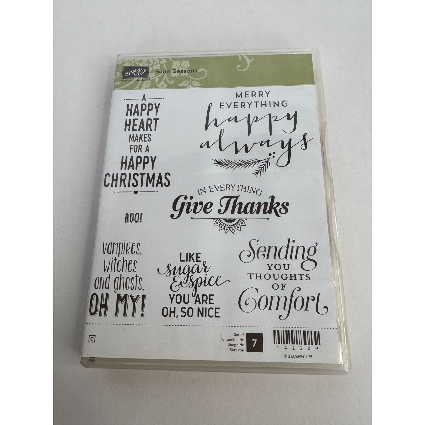 Stampin Up Rubber Stamps Set Suite Seasons Christmas Halloween Comforting Words
