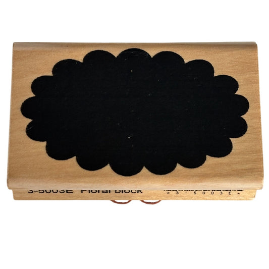 A Muse Artstamps Rubber Stamp Floral Block Scalloped Design Crafting Cardmaking Tool Wood Mounted