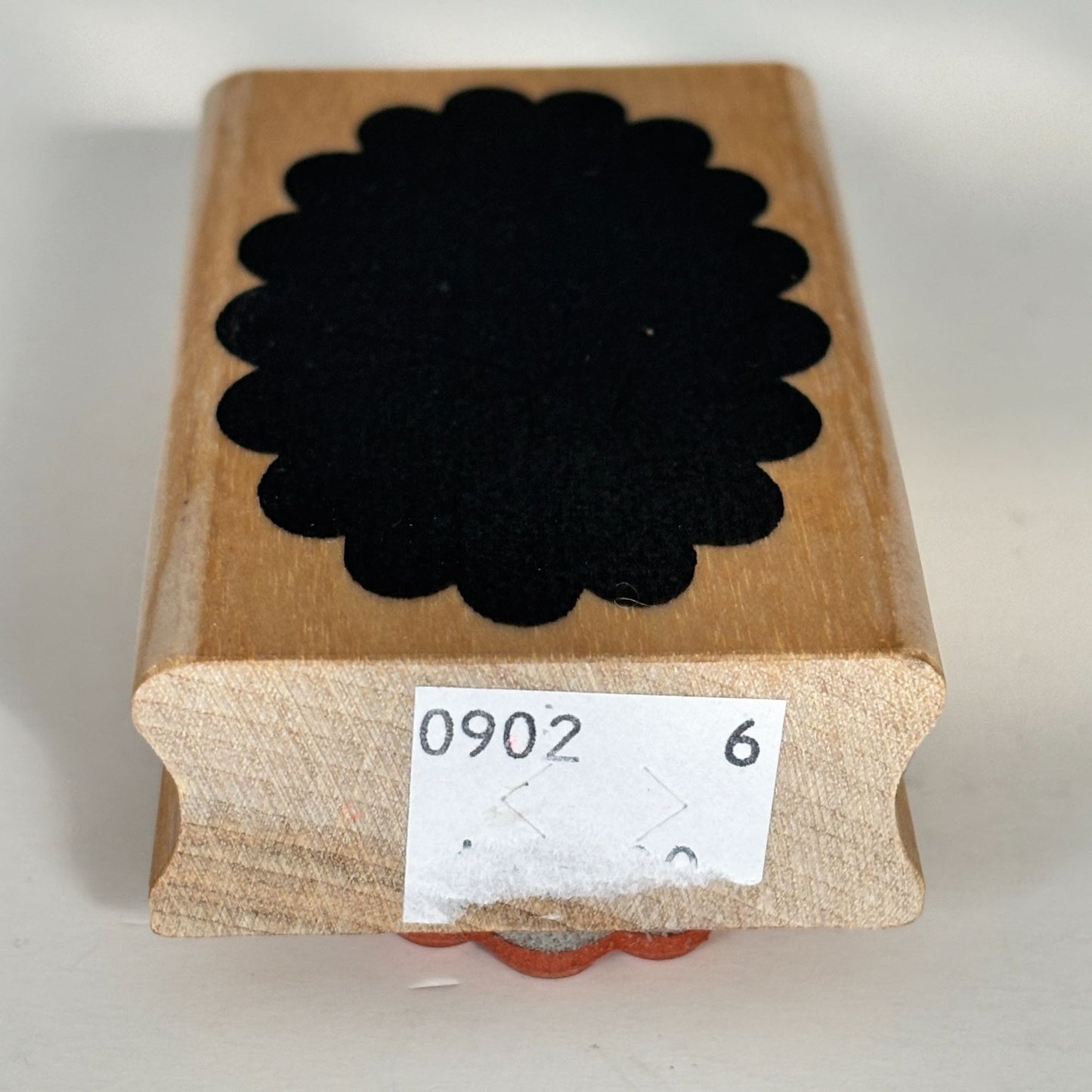 A Muse Artstamps Rubber Stamp Floral Block Scalloped Design Crafting Cardmaking Tool Wood Mounted