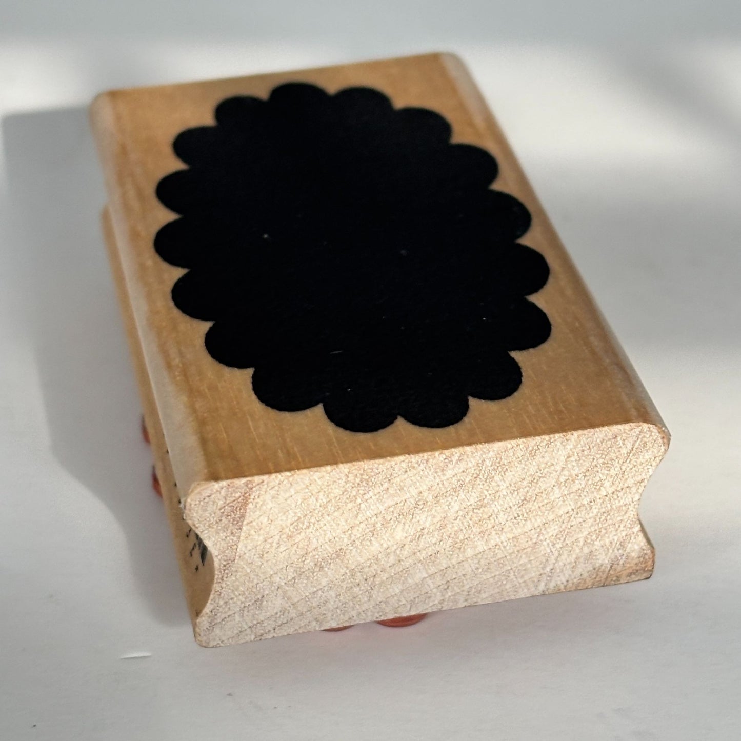 A Muse Artstamps Rubber Stamp Floral Block Scalloped Design Crafting Cardmaking Tool Wood Mounted