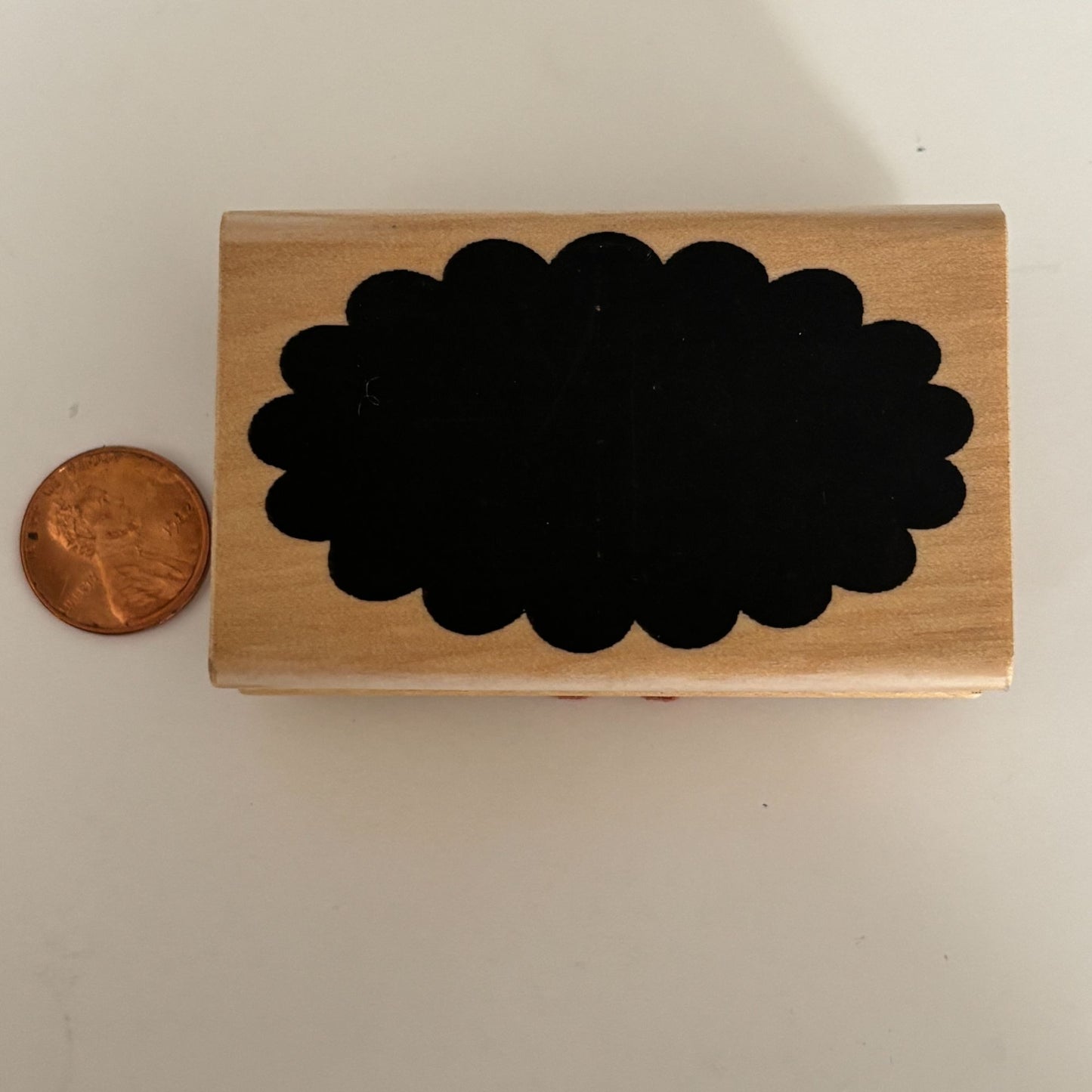 A Muse Artstamps Rubber Stamp Floral Block Scalloped Design Crafting Cardmaking Tool Wood Mounted