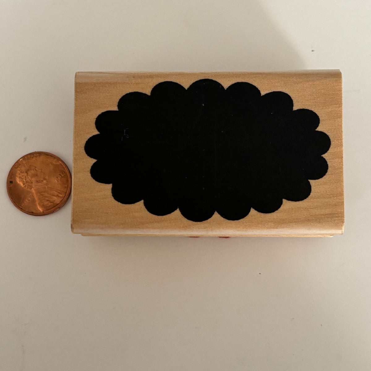 A Muse Artstamps Rubber Stamp Floral Block Scalloped Design Crafting Cardmaking Tool Wood Mounted