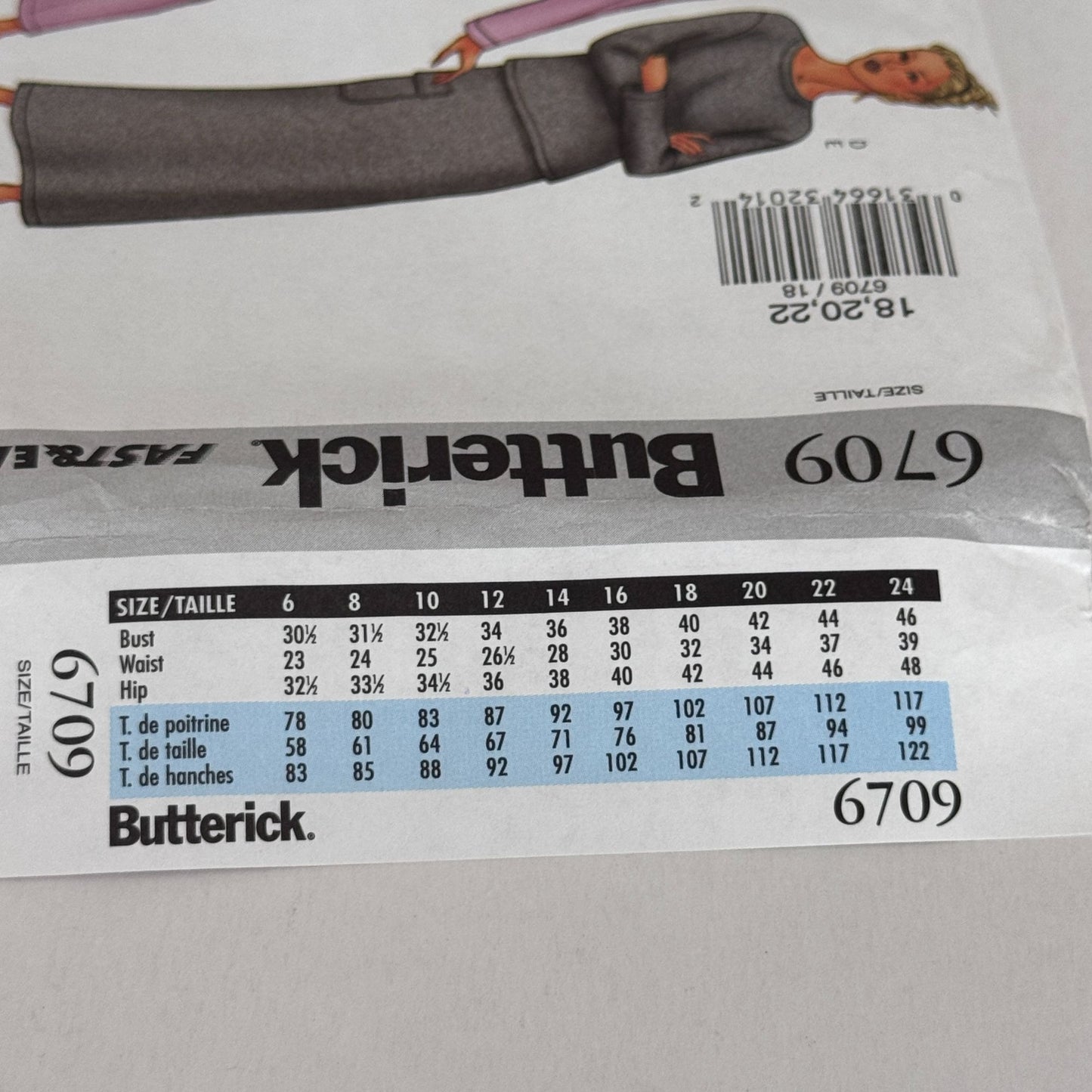 Butterick Sewing Pattern 6709 Lounge Set Fleece Jacket Pants Modest Athleisure Easy 18-22 Uncut