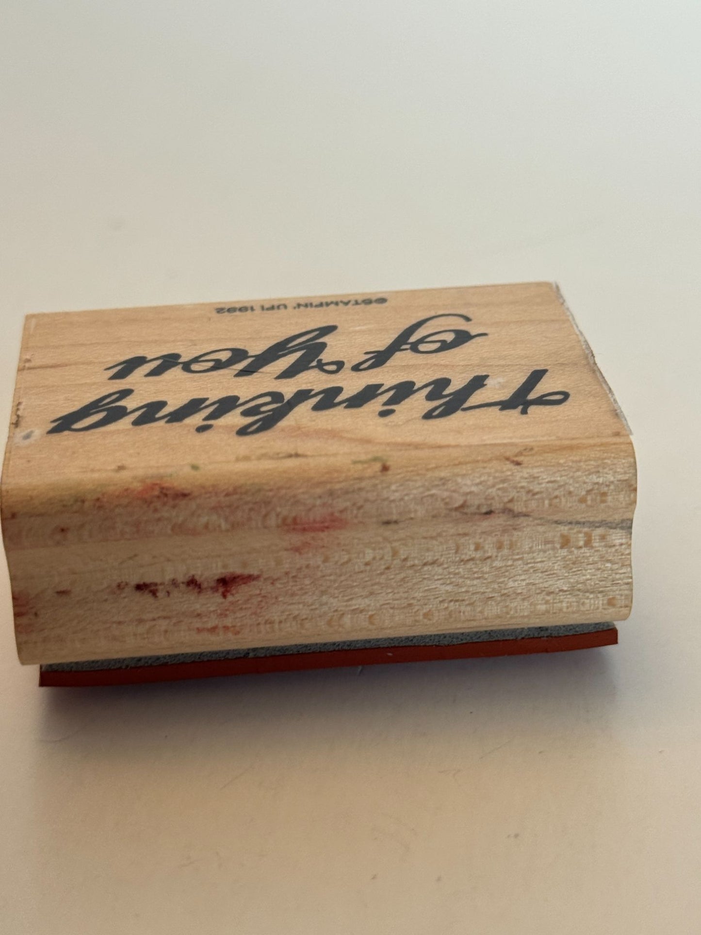 Stampin Up Rubber Stamp Thinking Of You Card Making Words Friendship Cursive Art