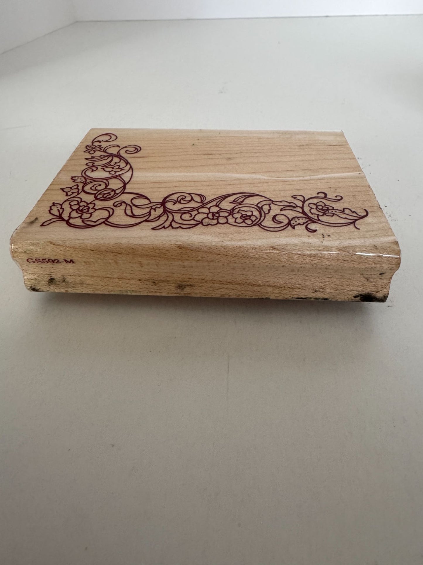 SonLight Impressions Rubber Stamp Corner Floral Swirls Flowers Vines GS592-M