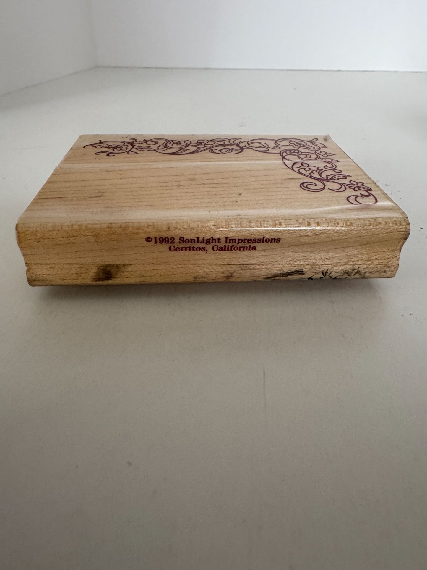 SonLight Impressions Rubber Stamp Corner Floral Swirls Flowers Vines GS592-M