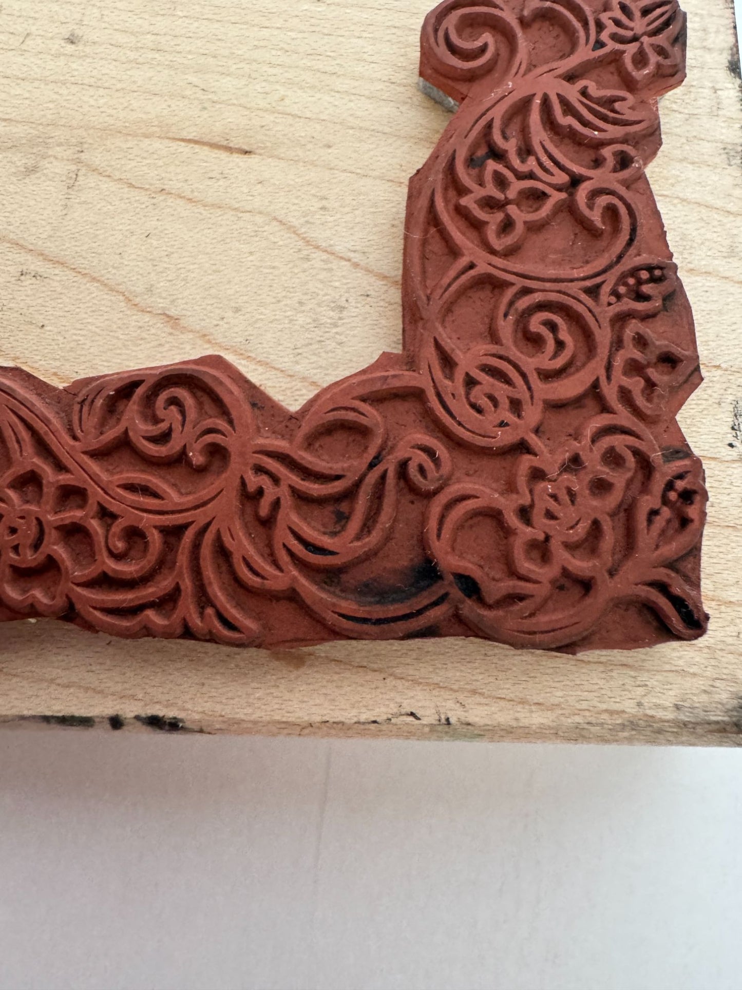 SonLight Impressions Rubber Stamp Corner Floral Swirls Flowers Vines GS592-M