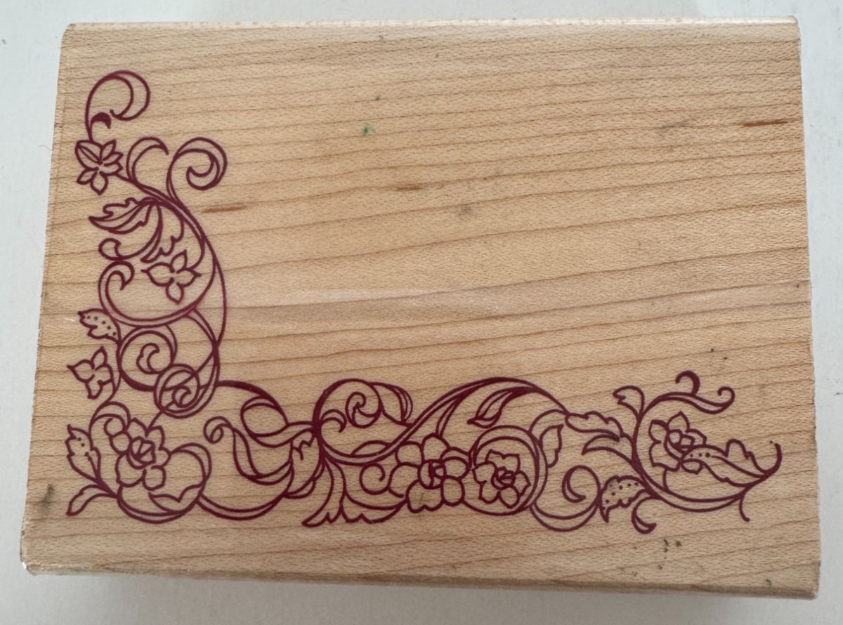 SonLight Impressions Rubber Stamp Corner Floral Swirls Flowers Vines GS592-M