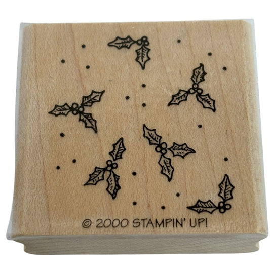 Stampin Up Rubber Stamp Christmas Holly Confetti Gift Tag Card Making Holidays