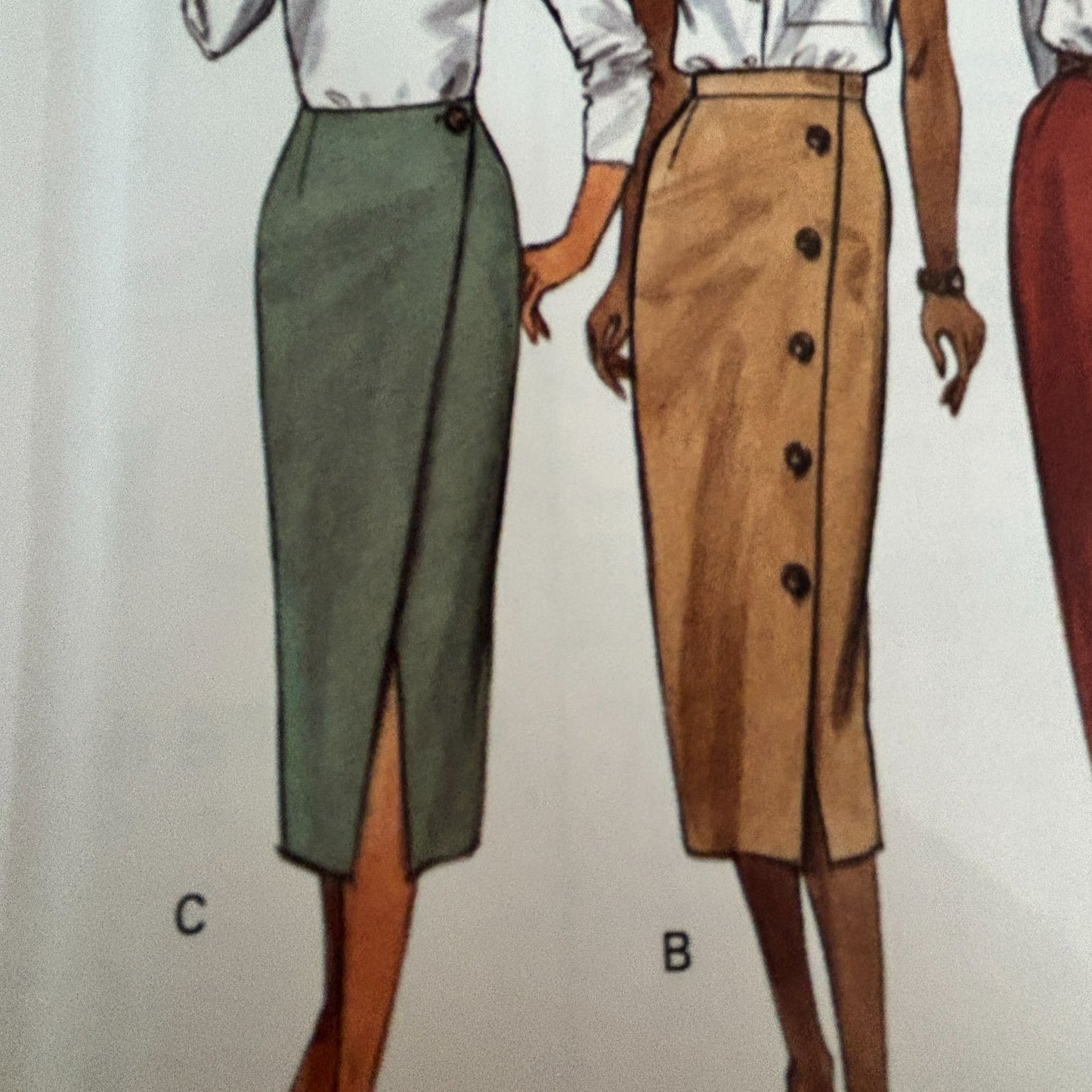 Butterick Sewing Pattern 6805 Straight Pencil Skirt Midi Corporate Core 1990s 12-16 Uncut