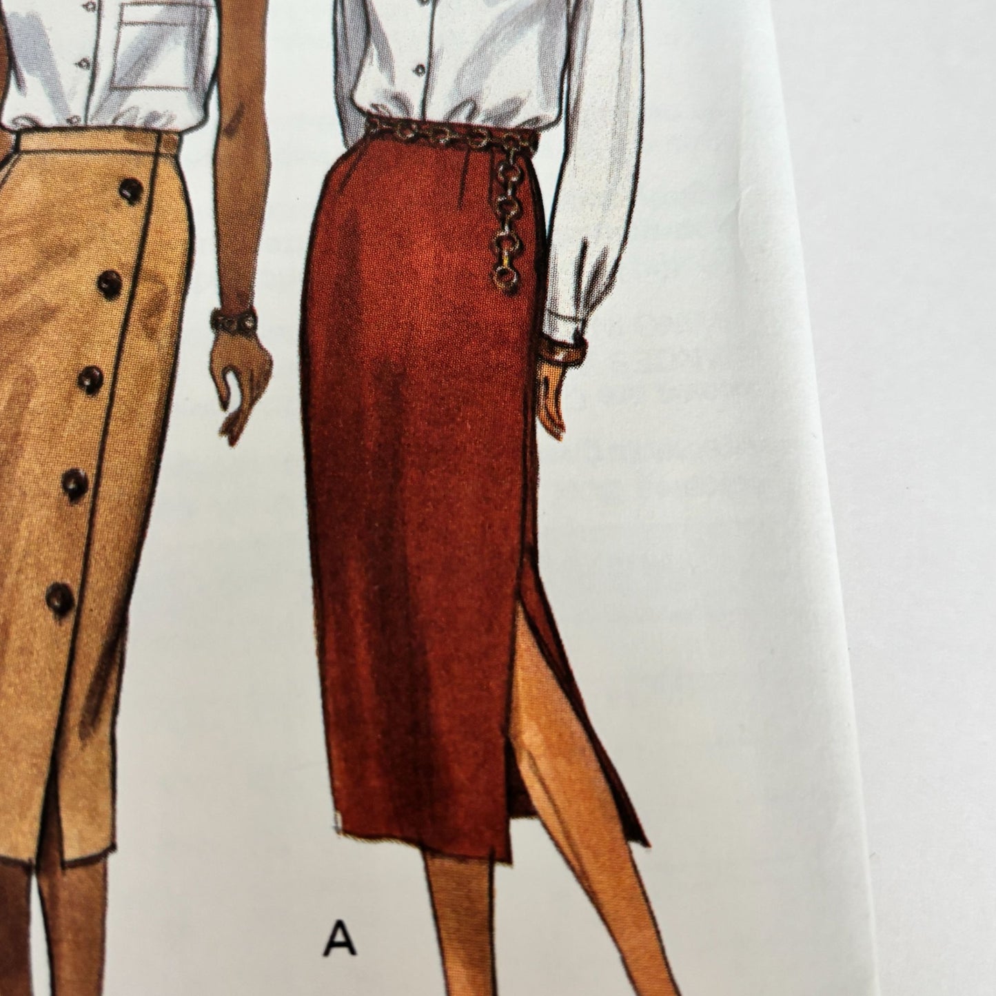 Butterick Sewing Pattern 6805 Straight Pencil Skirt Midi Corporate Core 1990s 12-16 Uncut