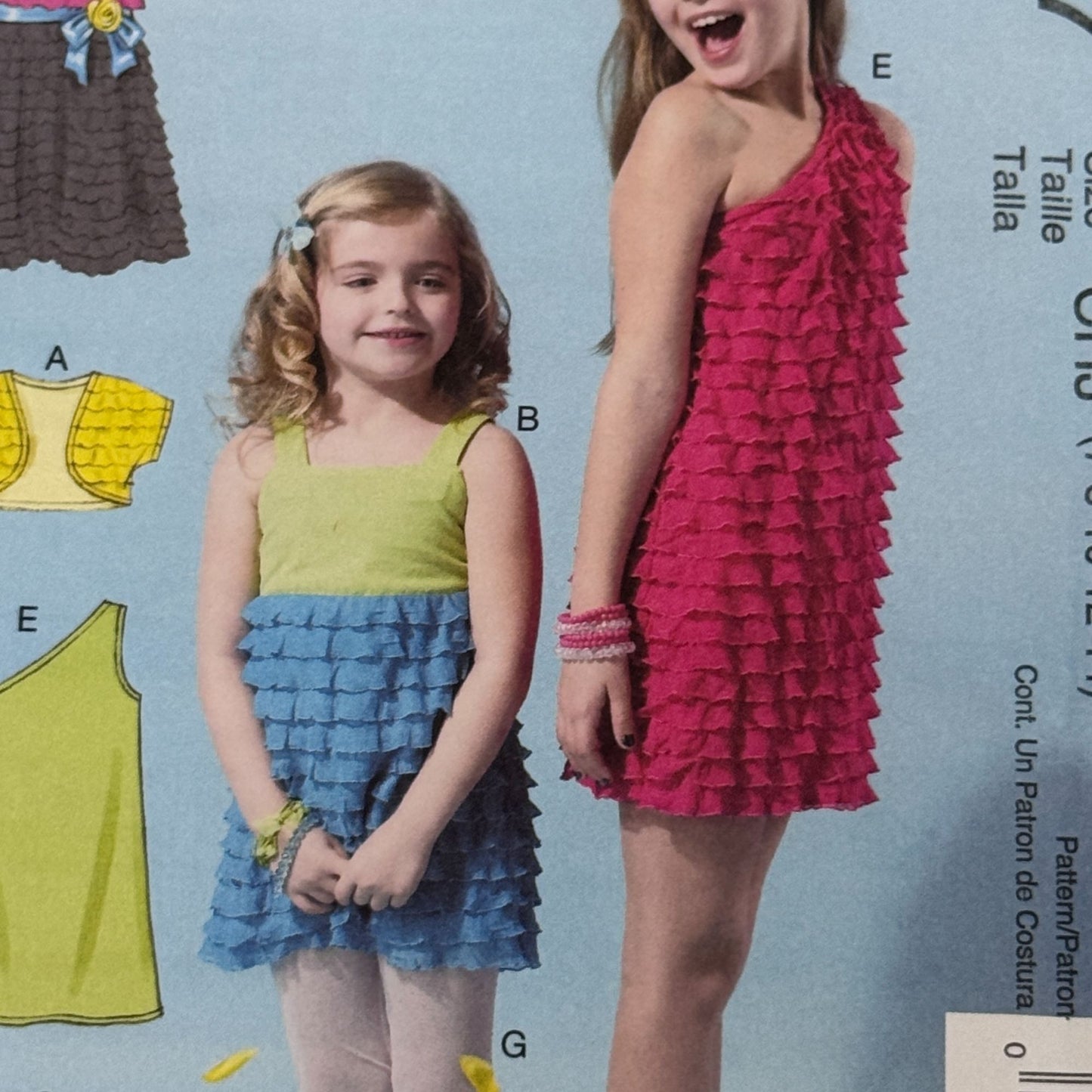 McCalls Sewing Pattern M6547 Shrug Top Shorts Leggings Easy Girls 7-14 Uncut Ruffle Outfit