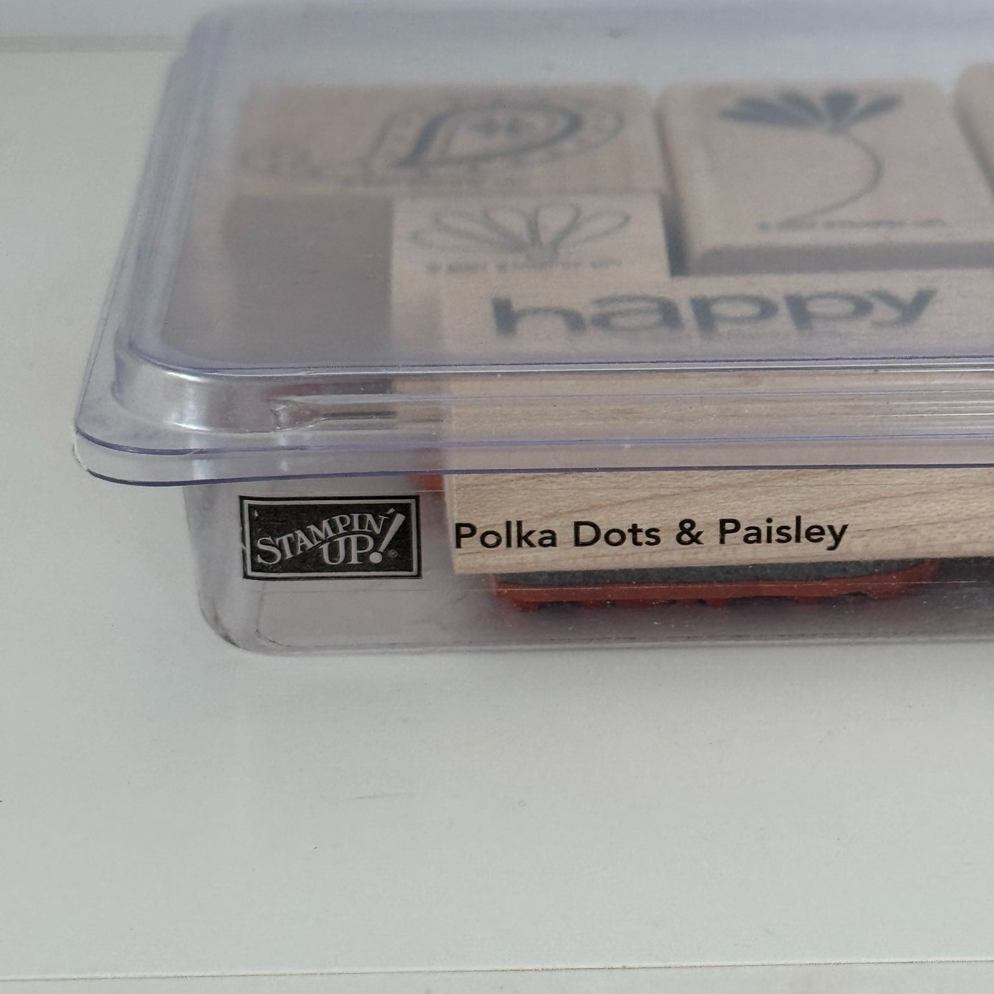 Stampin Up Wood Rubber Stamps Polka Dots and Paisley Find Joy Flowers Set of 6