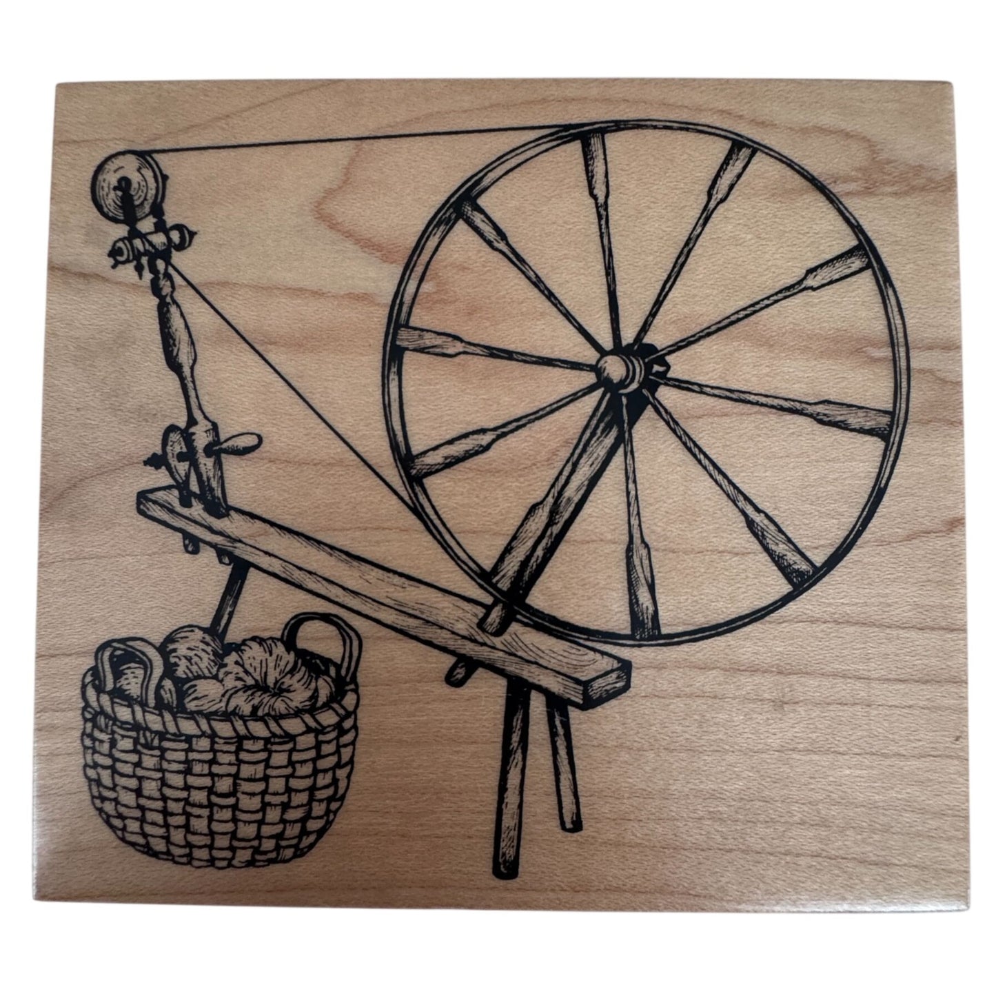 PSX Rubber Stamp Spinning Wheel Yarn Basket Knitting Cardmaking Knitter Wool