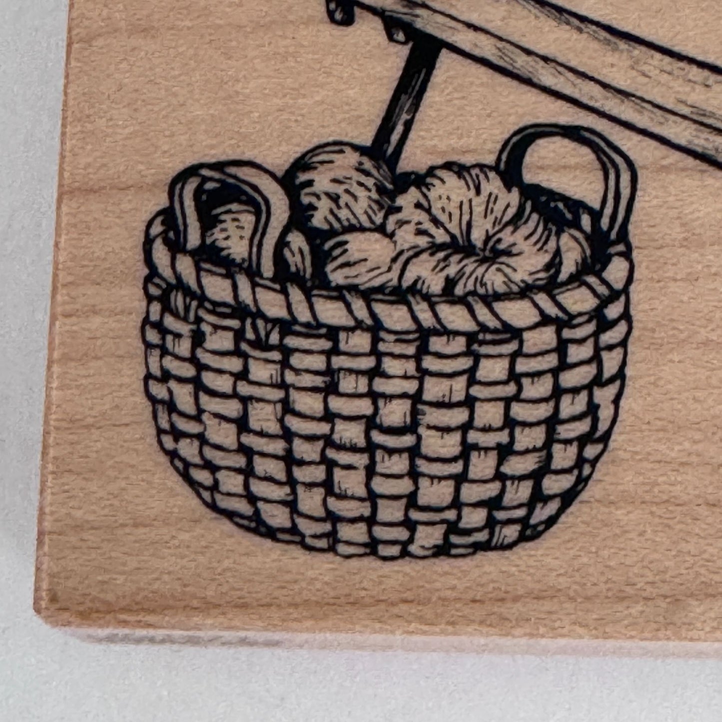 PSX Rubber Stamp Spinning Wheel Yarn Basket Knitting Cardmaking Knitter Wool